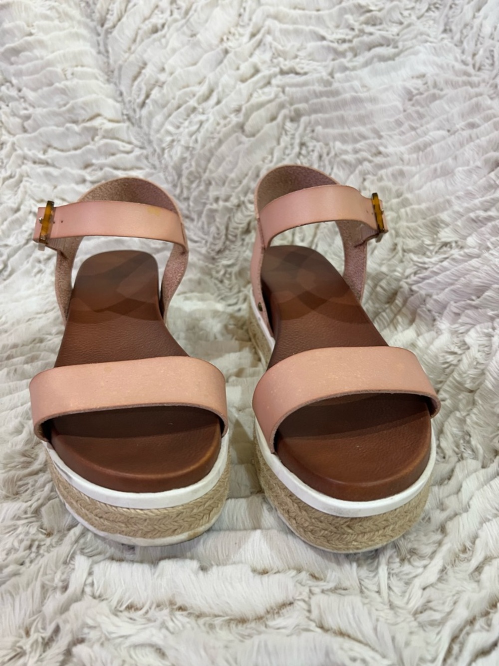 MIA Pink Platform Espadrille Sandals with Ankle Buckle